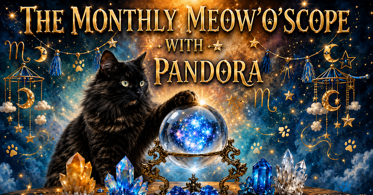 **BRAND NEW** THE BBHQ MONTHLY MEOWOSCOPE FOR JULY 2026 with PANDORA **PLUS** YOUR PURRSONAL COSMIC TIP